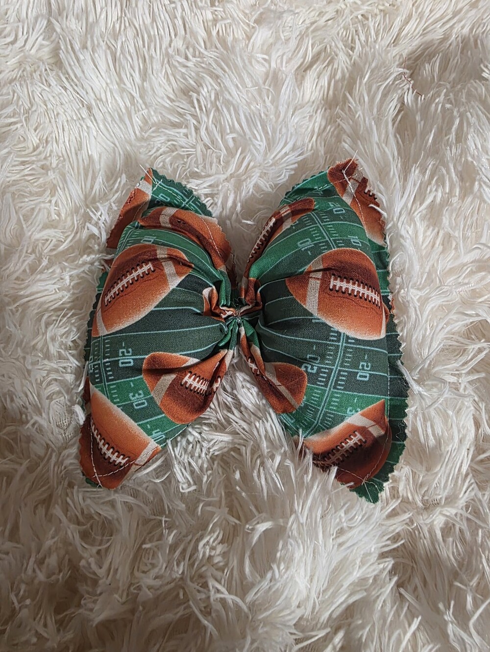 19"-23" Football Field Print Kids Big Hair Bow - Green & Brown For Porch Geese
